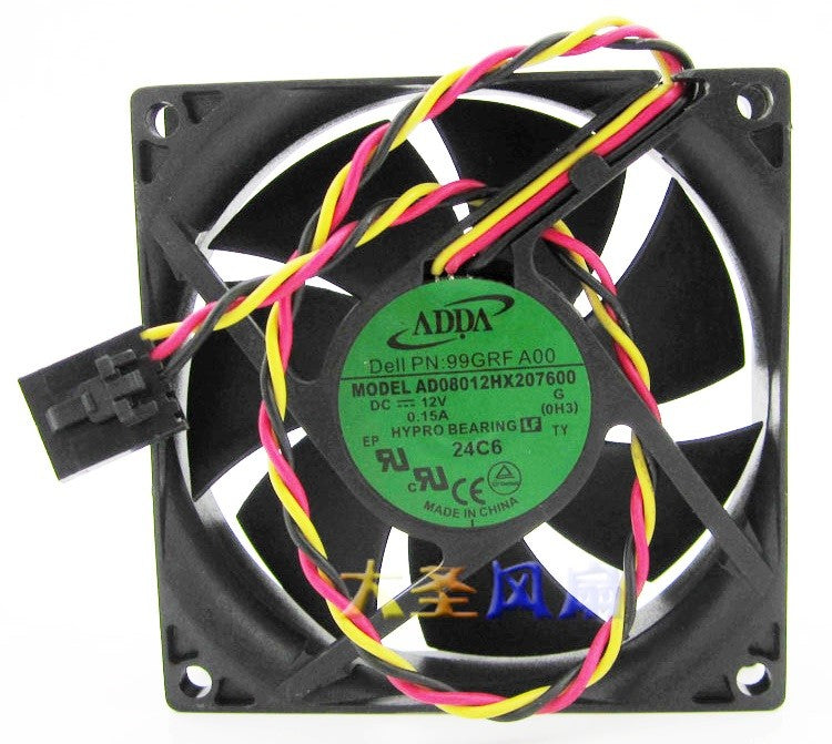 ADDA AD08012HX207600 12V 0.15A 3wires Cooling Fan ADDA AD08012HX207600 12V 0.15A 3wires Cooling Fan
